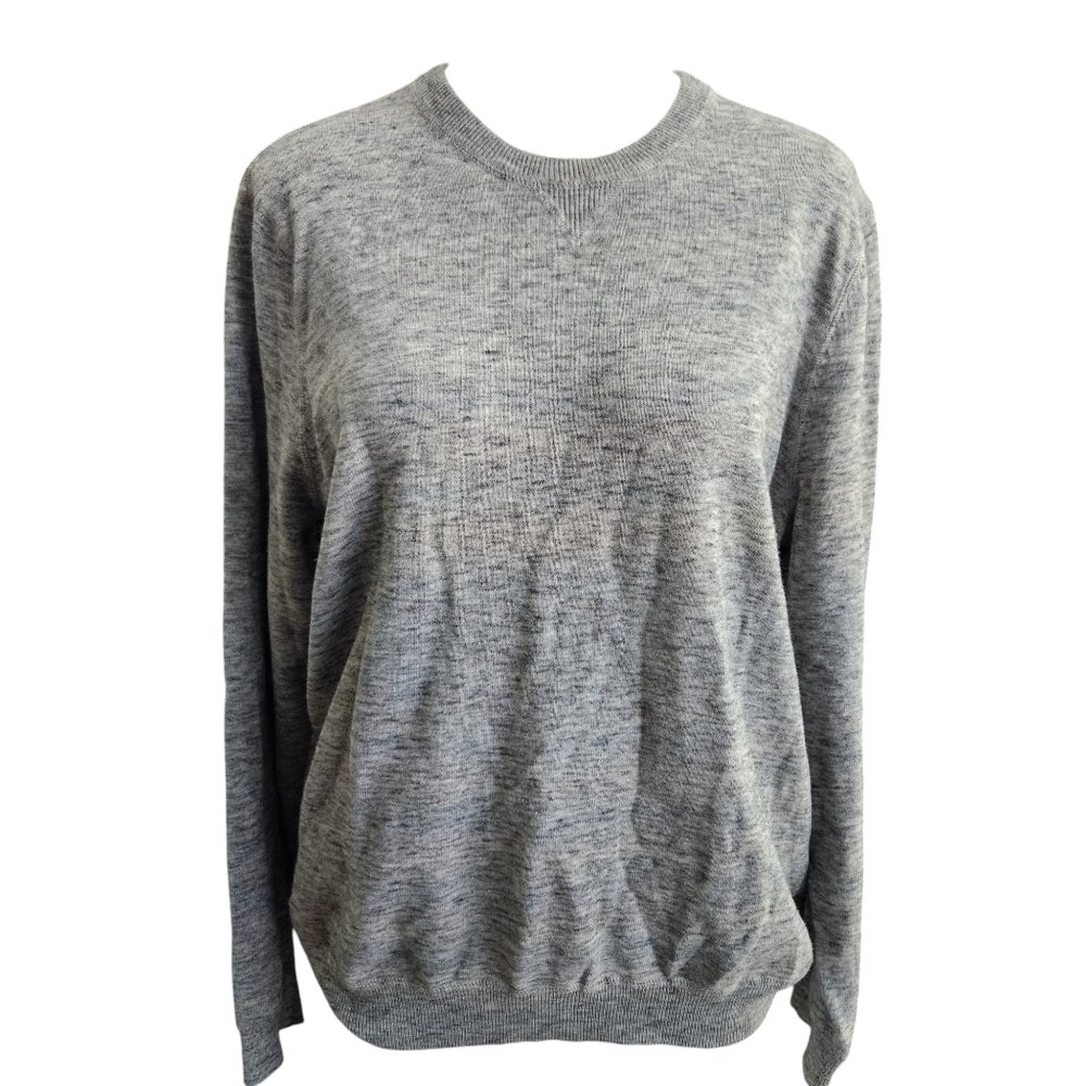 J Mclaughlin Mens Light Grey Pullover Crewneck Cotton Sweater Size Large